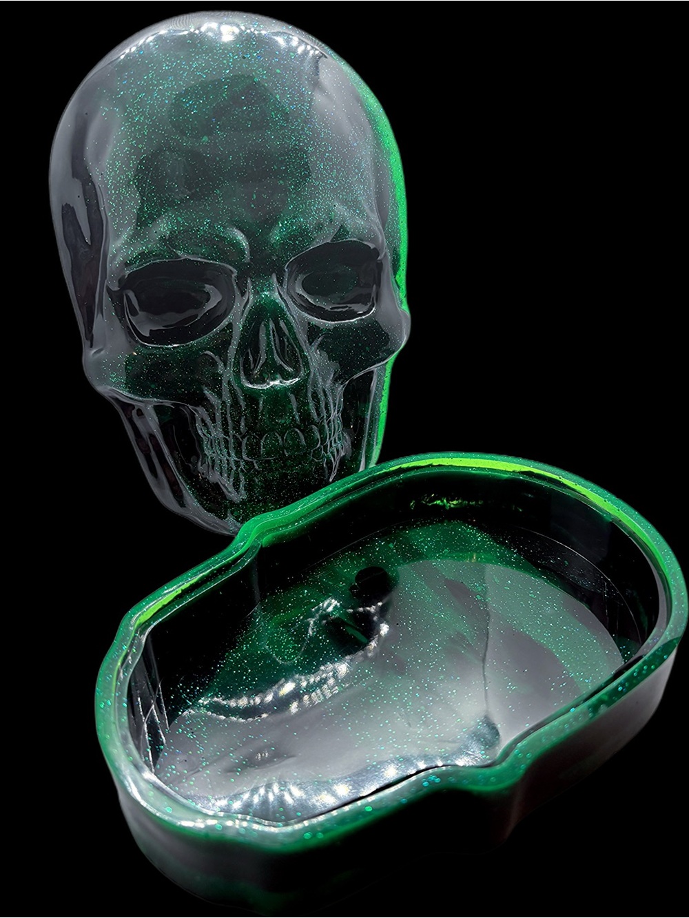 Handmade Resin Large Skull Trinket Dish with Lid - B Grade SALE